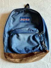 JANSPORT BLU PELLE SCAMOSCIATA MARRONE ANNI 90 ZAINO VINTAGE SCAMOSCIATO