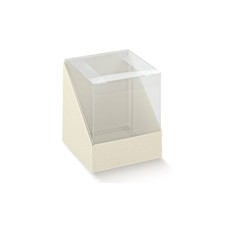 10 PZ PELLE BIANCO 10x10x12 cm DUO Scatola portadolci porta bomboniera 18I1