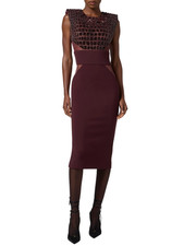 Elisabetta Franchi abito midi con ricami paillettes borgogna