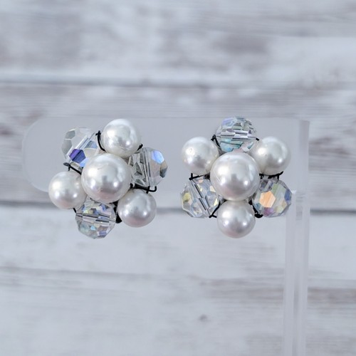 Vintage clip earrings - vintage, faux