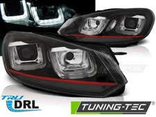 FARI ANTERIORI LED FANALI PER VW GOLF 6 08-12 DAYLIGHT NEW GTI LOOK RED LINE