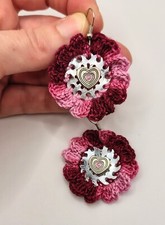 ORECCHINI FIORE ROSSO BORDEAUX