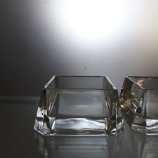 Coppia piccole ciotole quadrate cristallo anni 70 stile Cini Boeri Arnolfo di Cambio epoca