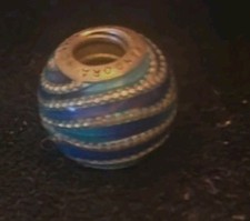 Charm perla smalto blu vortici - smalto,