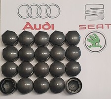 Tappi GRIGIO ORIGINALI AUDI SEAT SKODA COPRIBULLONE RUOTE Chiave17 KIT A. 16+4pz