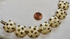 BRACCIALE COSTUME VINTAGE *SMALTO BIANCO CREMA REALIZZATO CON PIETRE SWAROVSKI • 7,25"