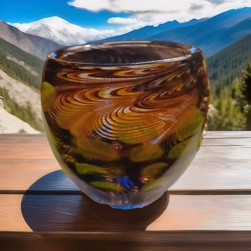 Vaso vetro soffiato arte piuma