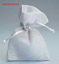 100 sacchetti Juta bianchi bomboniere confetti compleanni e matrimonio shabby