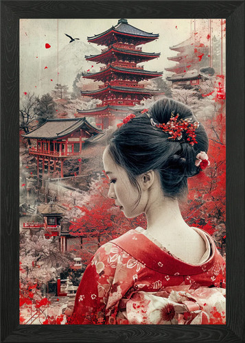 Geisha giapponese con cornice