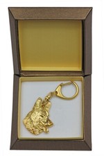 Cane da pastore tedesco - Portachiavi dorato con cane in confezione regalo, deco
