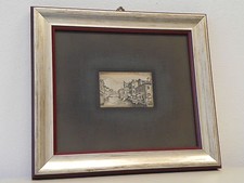 QUADRO LASTRA ARGENTO 800 LORENZO COLOTTI VEDUTA DI CHIOGGIA INCISIONE BULINO