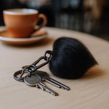 Arctic Fox Fur Pompom Keychain