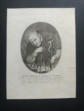 S. ALFONSO MARIA DE LIGUORI ANTICA STAMPA 800sca INCISIONE SANTINO HOLYCARD