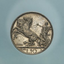 VITTORIO EMANUELE III 10 LIRE 1930 BIGA SPL SILVER COIN MONETA ARGENTO