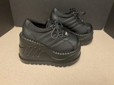 Nuovo! Stivali donna Demonia STOMP-08 neri vegan in pelle con plateau. Taglia 7. Bello!