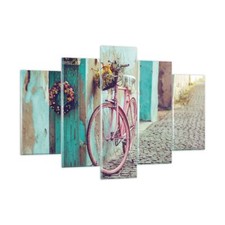 Quadro su Vetro 150x100cm Rosa bici vintage Stampe Immagini Moderni Murale