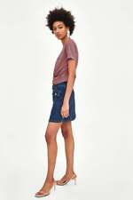 T-shirt Crop Top ZARA S Purple Knotted Front Shortened Sleeve New Striped Tee