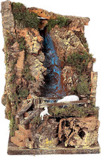 Cascata 18X33X20 Cm (7,08X12,99X7,87 Inch) Con Ponte E Pecore per Presepe