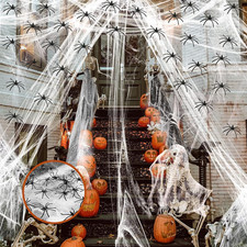 Ragnatela Halloween, 300G Ragnatela Bianca Estensibili E 40 Pezzi Ragni Di Plast