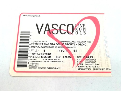 Biglietto concerto vasco - biglietto,