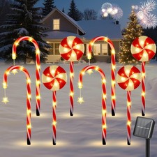 Luxspire Luci Solari Natalizie Bastoncino di Zucchero, 8Pack per... 