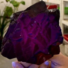 1,88 libbre rosa nera naturale fluorescente cubo fluorite esemplare bagliore sotto luce UV