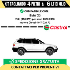 Tagliando per BMW X3 2.0d 130 kw - 6 Lt di Castrol + 4 Filtri anno 2007-2008