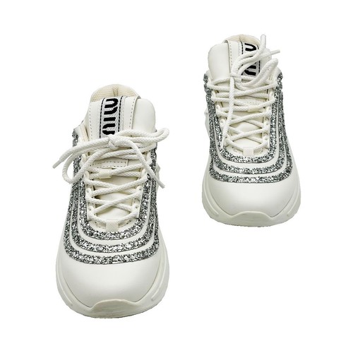 Miu white leather - white, crystal