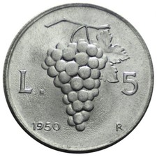 5 LIRE 1950 - UVA - REPUBBLICA