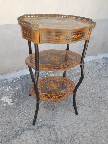 Tavolino comodino intarsiato - tavolino-comodino,