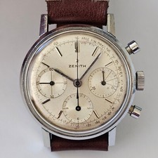 ZENITH-CRONO-ACCIAIO-RUOTA A COLONNE-RARO CAL. 156 D-WATERPROOF-OVERSIZE (37 MM)