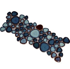 Piastrella di ciottoli ad incastro Aqua Teal blu porcellana mosaico rete montata 12x12 W...