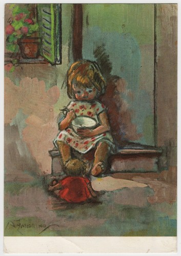 Bambina con scodella - e, bambola
