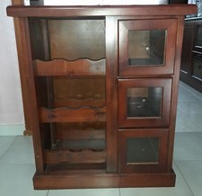Mobiletto portabottiglie con cassettiera in legno tipo arte povera vintage