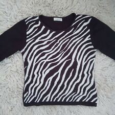 Maglioncino fondo marrone con zebratura panna tg m maglia maglione crema zebrato