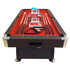 TAVOLO DA BILIARDO 8FT VINTAGE ROSSO + ACCESSORI PER CARAMBOLA - SNOOKER