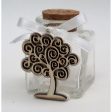 Barattolino portaconfetti in vetro con ALBERO DELLA VITA IN LEGNO 0OWT