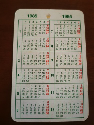 Rolex 1985 calendario - 1985,