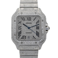 Orologio Uomo Cartier Santos Large 4072 Diamante Personalizzato + Scatola e Cartoncino