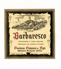 Etichetta vintage originale Vino Barbaresco Giordano Giovanni Barbaresco (Cuneo)