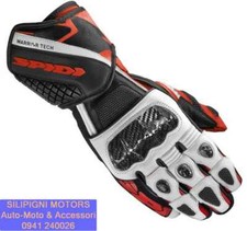 SPIDI CARBO 5 - A185 Nero-Bianco-Rosso 014 GUANTO MOTO IN PELLE Per Sportive 