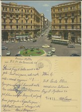 NAPOLI -PIAZZA N. AMORE E CORSO UMBERTO I FILOBUS AUTO CARTOLINA