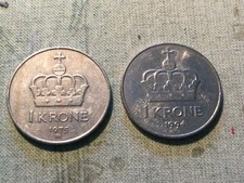 MONETE NORVEGIA  1 KRONE  1975
