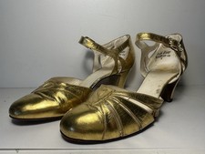 Scarpe da ballo vintage svizzere oro anni 30-40 taglia 6 (misura UK 4,5)