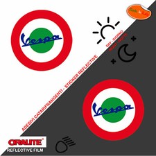 Adesivi rifrangenti vespa tondi bandiera Italia flag Sticker reflective 2 pz. 