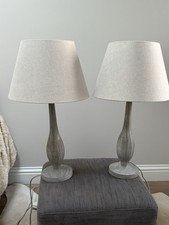 John Lewis base lampada tulipano x 2 nuova con etichetta legno grigio e paralumi no scatola originale