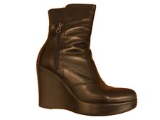 STIVALETTI DONNA NERI IN PELLE CON ZEPPA NERO GIARDINI