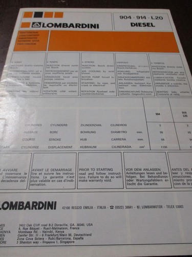 Brochure vendita motori diesel