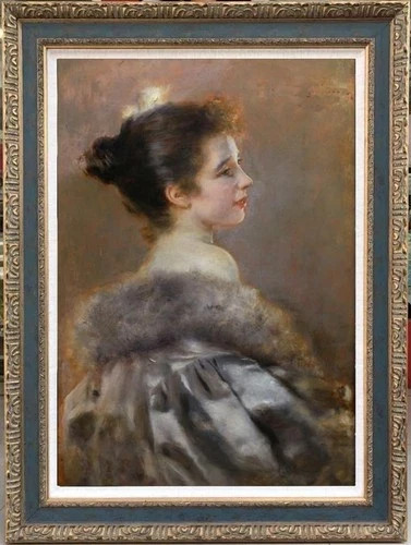 Antico dipinto olio fatto - , a