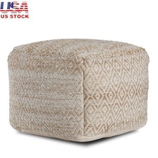 Distressed Sand Diamond Pouf